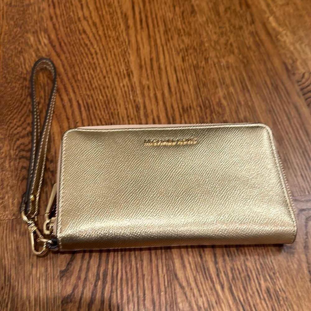 NWT Michael Kors Gold Clutch